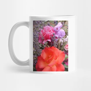 Pretty Pink and Red Rose Flowers and Easter Bunny Mug